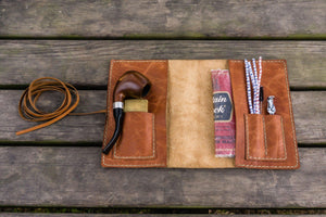 Personalized Leather Pipe Pouch/Pipe Roll - Rustic Brown