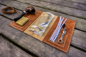 Personalized Leather Pipe Pouch/Pipe Roll - Rustic Brown