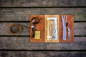 Personalized Leather Pipe Pouch/Pipe Roll - Rustic Brown