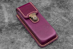 The Old School - Leather Molded Pen Case for 3 Pens - Purple