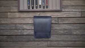 Leather Flap Pen Case for Five Pens - Crazy Horse Smoky