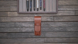 Leather Flap Pen Case for Two Pens - Black
