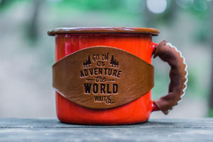 Enamel Mug with Leathered Handle - Red
