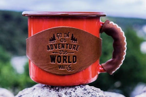 Enamel Mug with Leathered Handle - Red