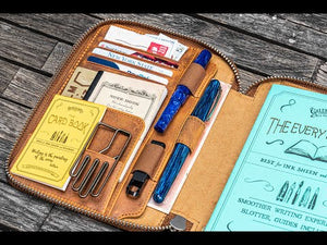 Handmade Leather Zippered B6 / B6 Slim Planner Folio - Product Video - Galen Leather