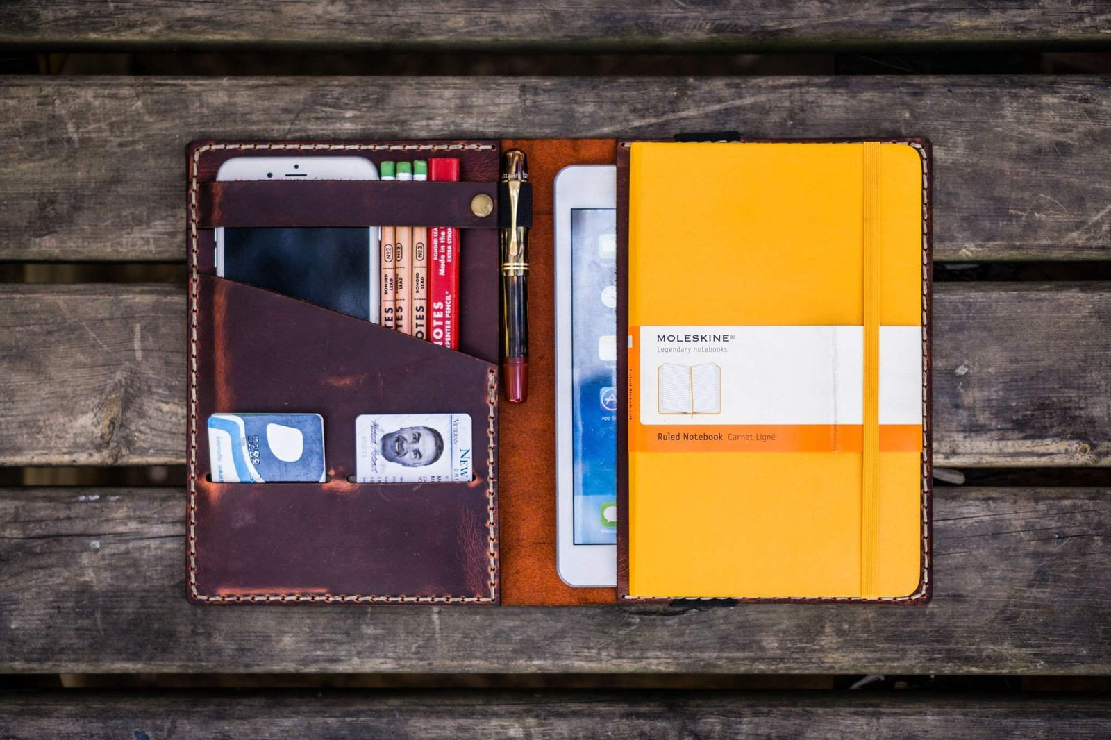 iPad Mini & Large Moleskine Cover - Crazy Horse Orange