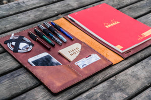iPad Pro 12.9 & Letter/A4 Size Leather Padfolio - Crazy Horse Tan