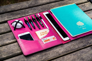iPad Pro 12.9 & Letter/A4 Size Leather Padfolio - Pink