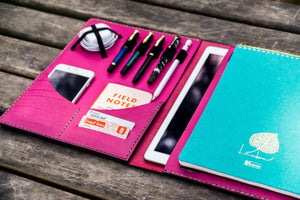 iPad Pro 12.9 & Letter/A4 Size Leather Padfolio - Pink