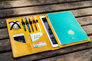 iPad Pro 12.9 & Letter/A4 Size Leather Padfolio - Yellow