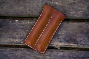 Leather Double Fountain Pen Case / Pen Sleeve - Brown