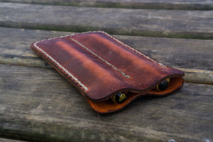 Leather Double Fountain Pen Case / Pen Sleeve - Crazy Horse Orange