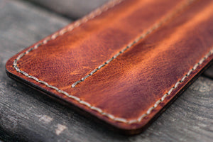 Leather Double Fountain Pen Case / Pen Sleeve - Crazy Horse Tan