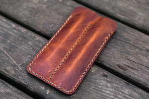 Leather Double Fountain Pen Case / Pen Sleeve - Crazy Horse Tan