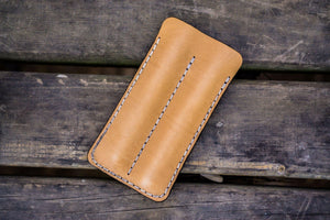 Leather Double Fountain Pen Case / Pen Sleeve - Natural