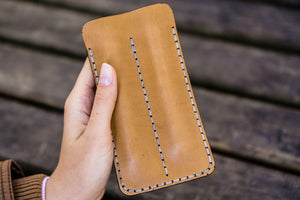 Leather Double Fountain Pen Case / Pen Sleeve - Natural