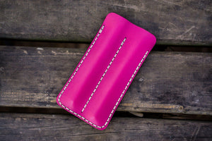 Leather Double Fountain Pen Case / Pen Sleeve - Pink