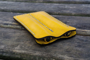 Leather Double Fountain Pen Case / Pen Sleeve - Yellow