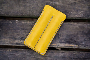 Leather Double Fountain Pen Case / Pen Sleeve - Yellow