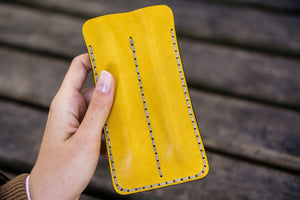 Leather Double Fountain Pen Case / Pen Sleeve - Yellow