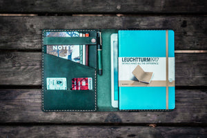 Leather Hobonichi Cousin A5 Planner Cover - Crazy Horse Forest Green