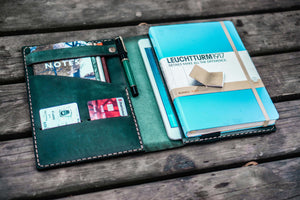 Leather Hobonichi Cousin A5 Planner Cover - Crazy Horse Forest Green