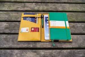 Leather Hobonichi Cousin A5 Planner Cover - Yellow