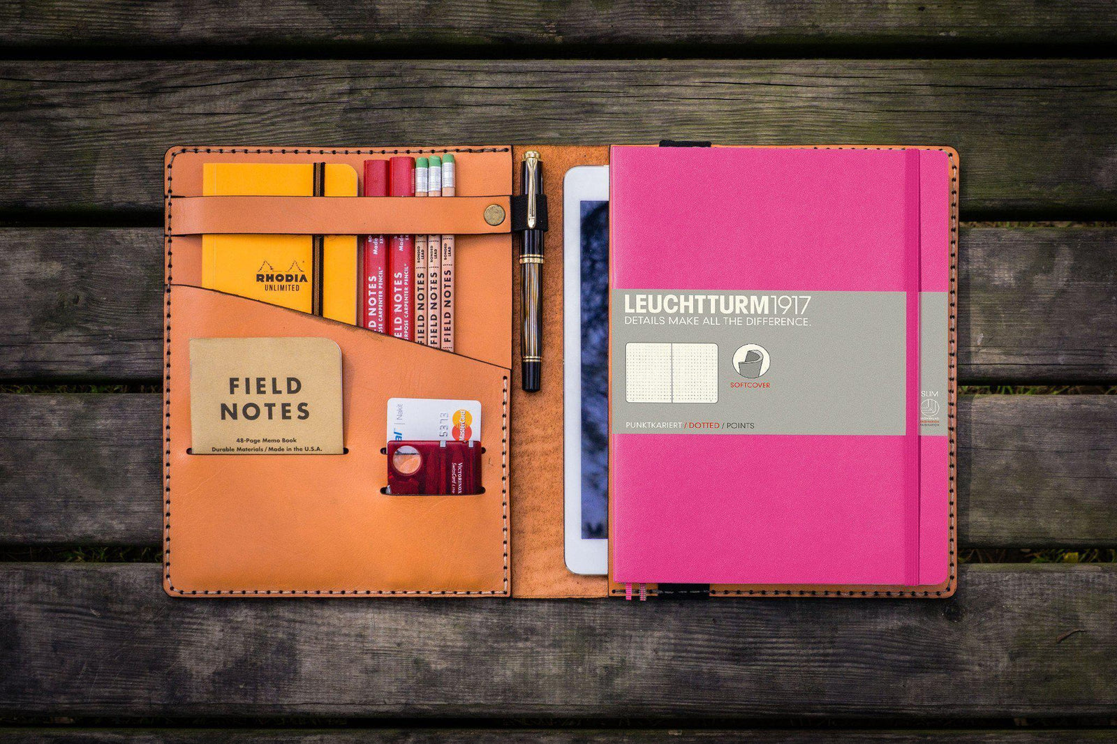 Leather Leuchtturm1917 B5 Notebook & iPad Air/Pro Cover - Orange