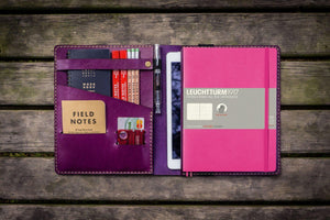 Leather Leuchtturm1917 B5 Notebook & iPad Air/Pro Cover - Purple