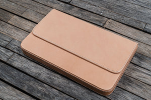 Leather Magnum Opus 12 Slots Hard Pen Case with Removable Pen Tray - Undyed Leather