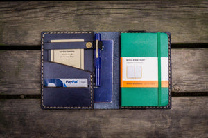 Leather Pocket Moleskine Journal Cover - Navy Blue