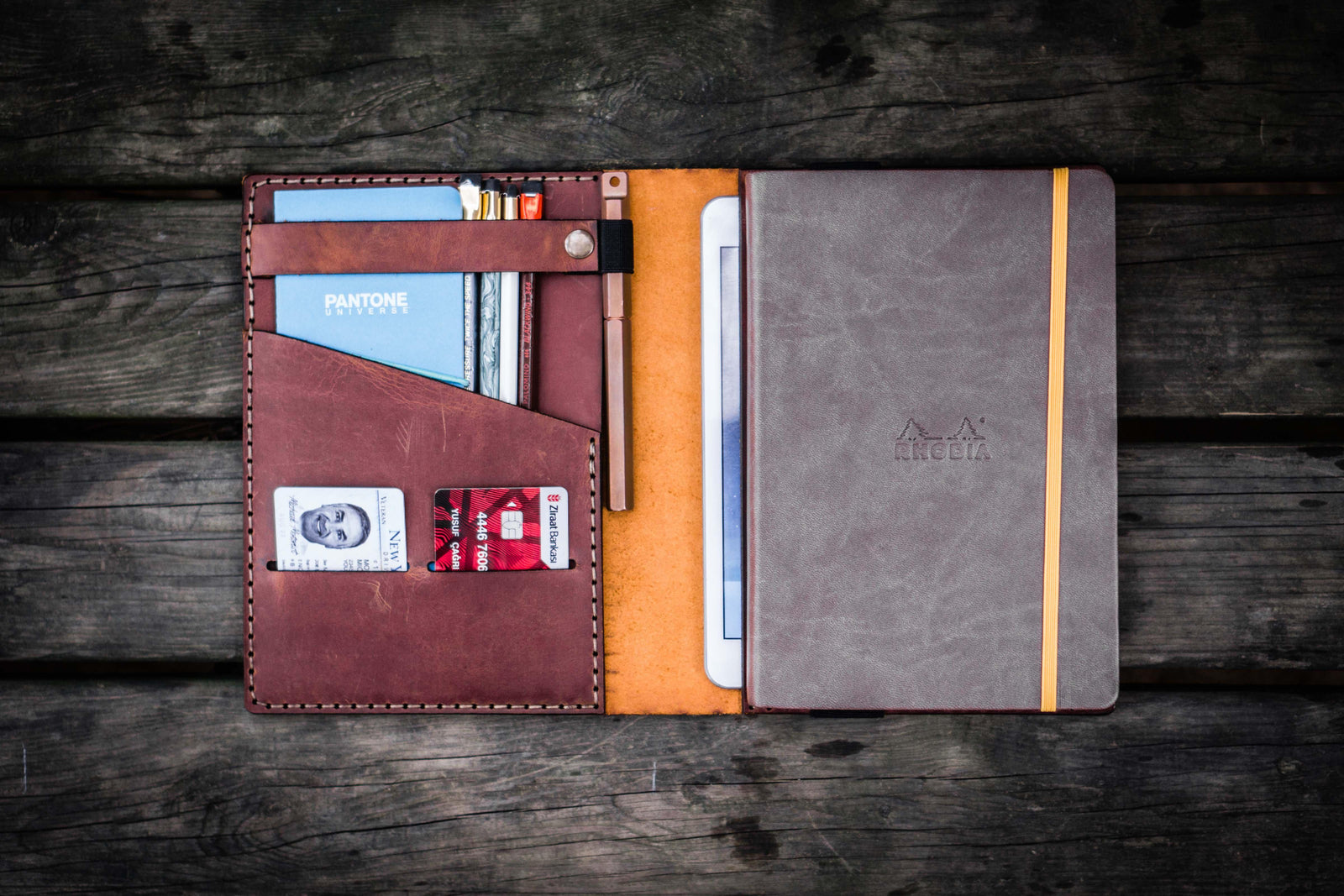 Leather Rhodia A5 Notebook & iPad Mini Cover - Crazy Horse Tan
