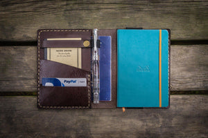 Leather Rhodia A6 Notebook Cover - Dark Brown