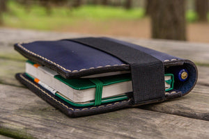 Leather Rhodia A6 Notebook Cover - Navy Blue