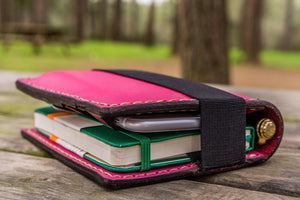 Leather Rhodia A6 Notebook Cover - Pink