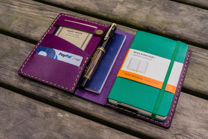Leather Rhodia A6 Notebook Cover - Purple