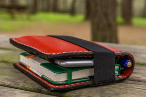 Leather Rhodia A6 Notebook Cover - Red