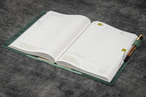 Leather Slim A5 Notebook / Planner Cover - Crazy Horse Forest Green