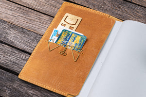 Leather Slim A6 Notebook / Planner Cover - Crazy Horse Honey Ochre