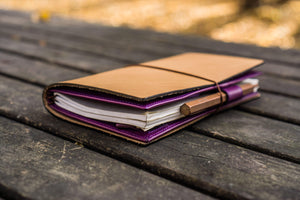 Leather Wallet Insert for Traveler's Notebook - Regular Size - Purple