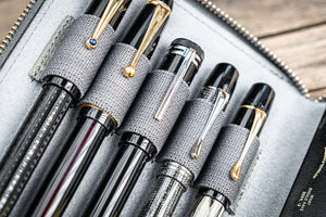 Leather Zippered 5 Slots Pen Case - Crazy Horse Smoky