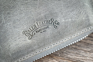 Leather Zippered 5 Slots Pen Case - Crazy Horse Smoky