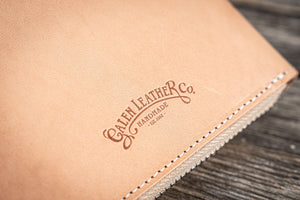 Leather Zippered 5 Slots Pen Case - Undyed Leather
