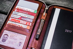 Leather Zippered Hobonichi Weeks Cover - Brown