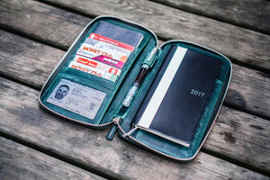 Leather Zippered Hobonichi Weeks Cover - Crazy Horse Forest Green