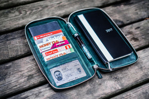 Leather Zippered Hobonichi Weeks Cover - Crazy Horse Forest Green