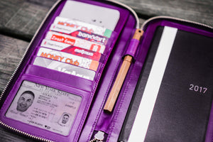 Leather Zippered Hobonichi Weeks Cover - Purple