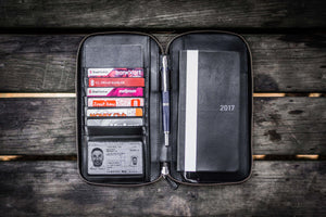 Leather Zippered Hobonichi Weeks Mega Cover - Black