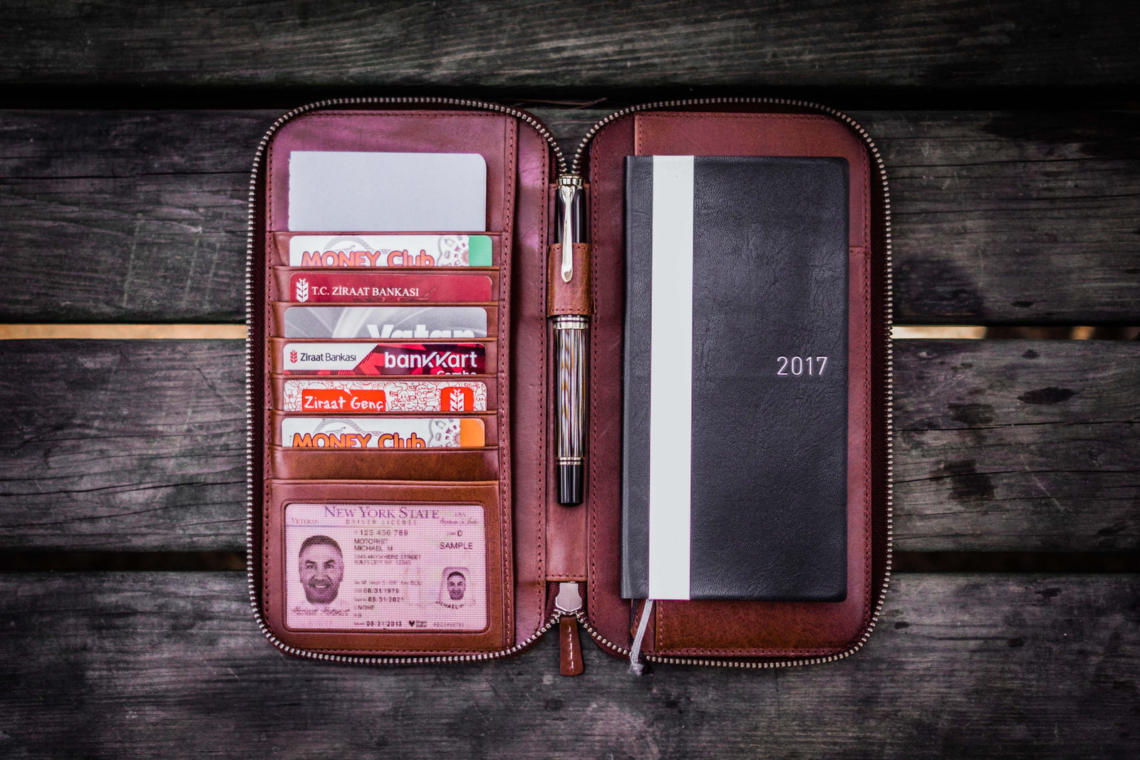 Leather Zippered Hobonichi Weeks Mega Cover - Brown