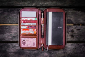 Leather Zippered Hobonichi Weeks Mega Cover - Brown